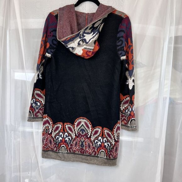 Max sport tapestry print hooded cardigan sweater wool blend boho lagenlook SM - Picture 10 of 11